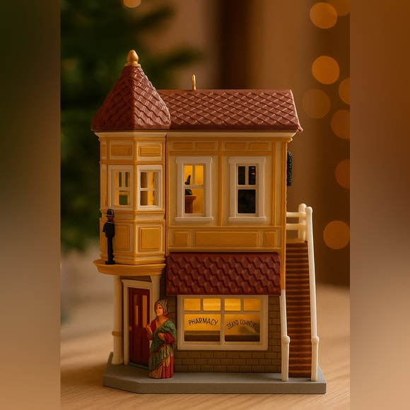 Hallmark 1994 Neighborhood Drugstore Nostalgic Houses Srs Christmas Ornament - Picture 5 of 5